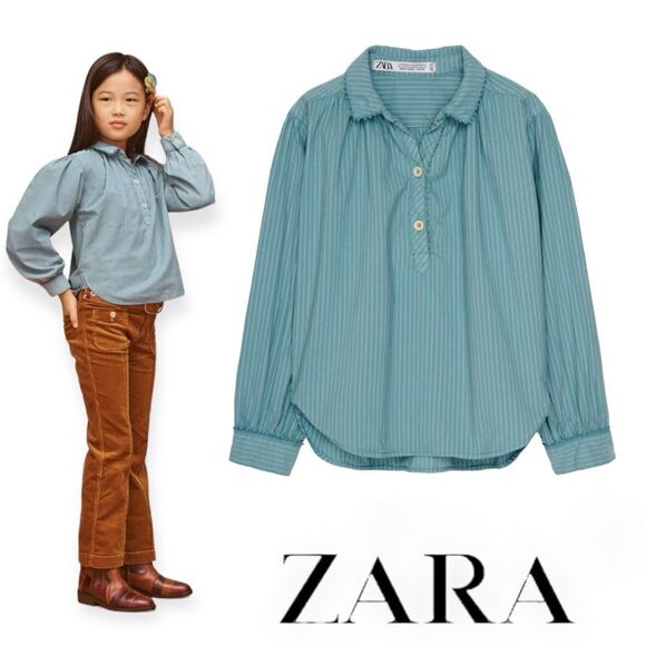 ZARA Kids | Blue | LIMITED EDITION STRIPED SHIRT - Picture 1 of 8